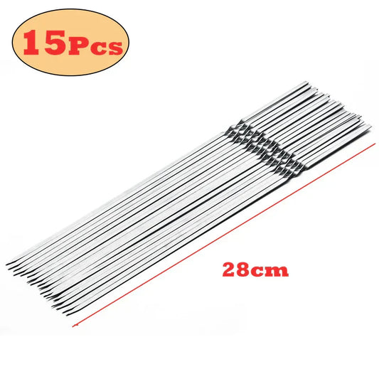 Durable and Reusable Stainless Steel BBQ Skewers for Outdoor Cooking