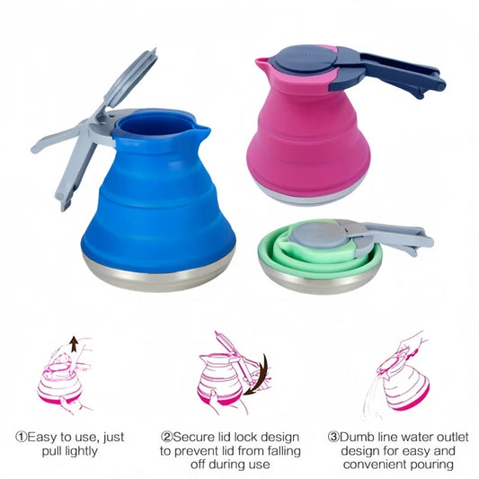 1500ML Collapsible Silicone Kettle – Perfect for Camping and Hiking