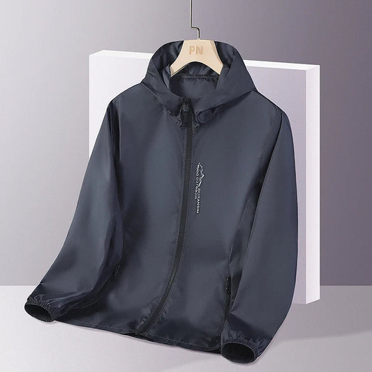 New Summer Sun Protection Clothing – Men's UV Ice Silk Hooded Jacket